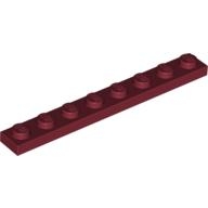 Lego destička 1x8, tmavě červená (4162205, 4529027, 4541507)